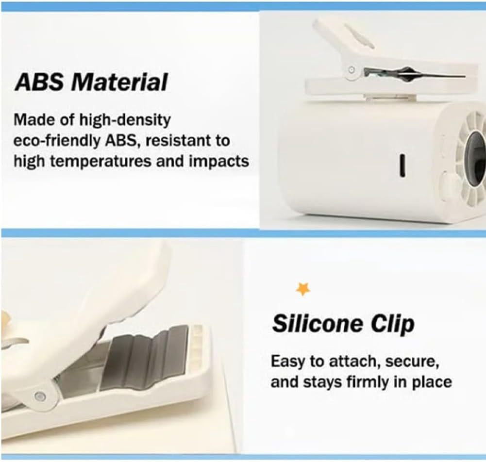 Car Clip on Fan with LED Display, Portable USB Rechargeable Small Electric Fan with 1800mah Battery, 360° Rotation Car-Mounted Umbrella Clip Personal Cooling Fans, For Cars, Camping