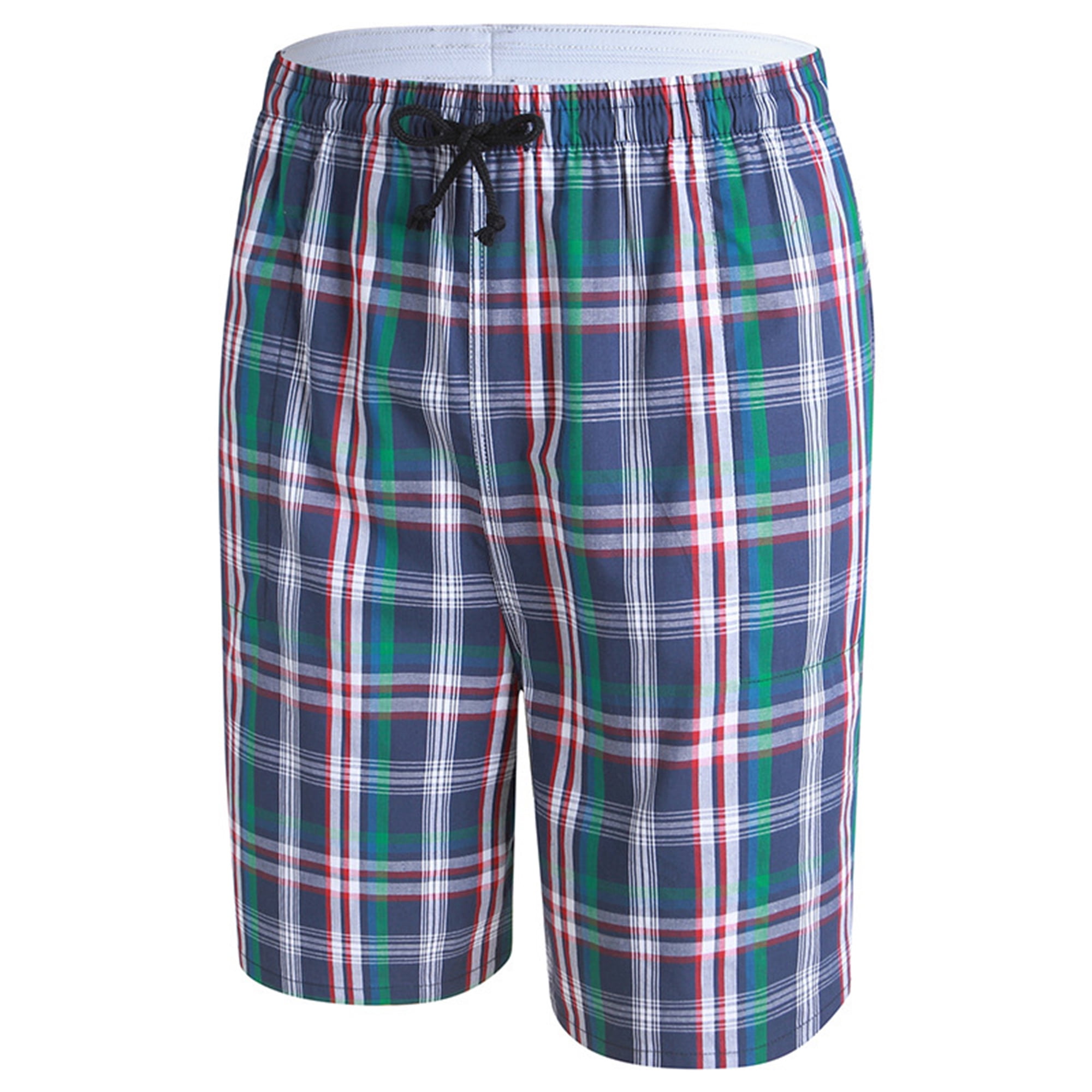 Himone Men s Soft Woven Pajama Short 100 Cotton Plaid With Elastic Waistband Sleep Shorts Homewear Other