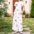 thumbnail image 2 of Auroural Girls Dresses Size 10-12 Kids Girl Cute Print Short Sleeve Stretchy Pocket Dress A Line Long Dress 11 Years, 2 of 9
