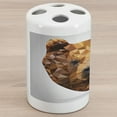 thumbnail image 1 of Bear Ceramic Toothbrush Holder, Fractal Geometric Look Portrait with Triangles Modern Art Inspired Design, Decorative Versatile Countertop for Bathroom, 4.5" X 2.7", Brown Black Pale Grey, 1 of 4