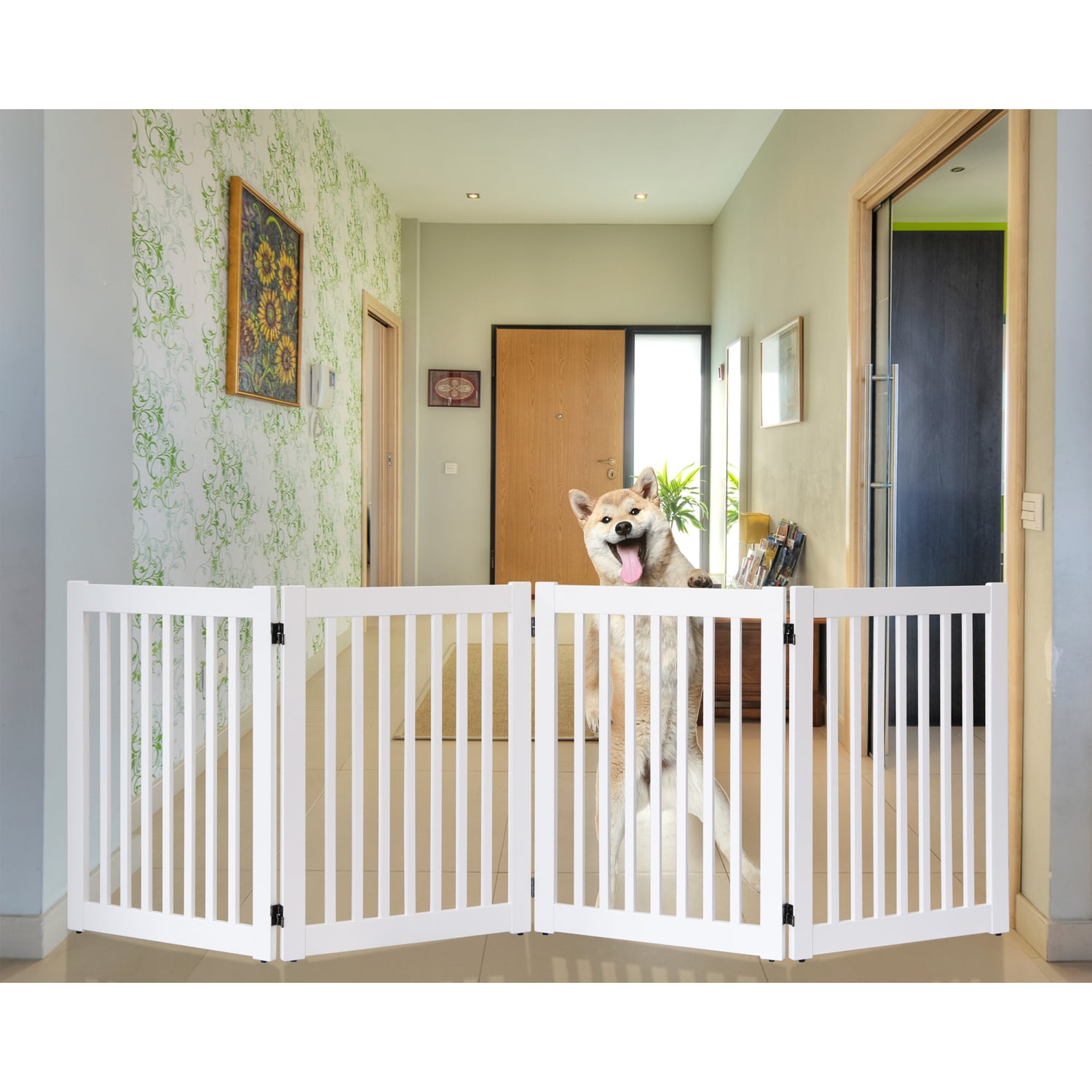 Dynamic Accents DA401 32 in. Highlander Series Solid Wood Pet Gate, White - 4 Panel