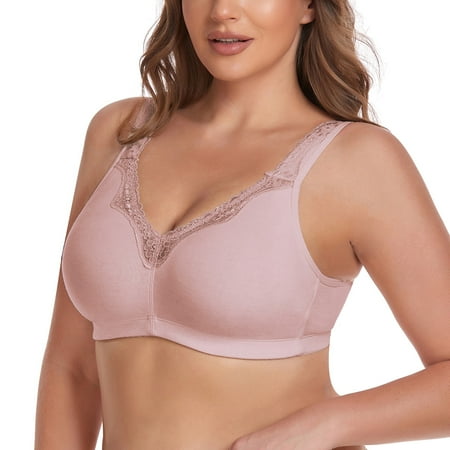 Women Full Coverage Non Padded Wirefree Plus Size Minimizer Cotton Bra 36A