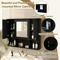 thumbnail image 5 of Bathroom Wall Cabinet with Mirror, Medicine Cabinet with 3 Doors and Adjustable Shelf, Space Saver Storage Cabinets Over The Toilet for Bathroom (35'' x 28'') (Black Color), 5 of 6