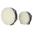 thumbnail image 5 of 2PCS Wooden Hand Drum Double Row Metal Jingle Bells Sheepskin Percussion Tambourine 6in 8in, 5 of 8