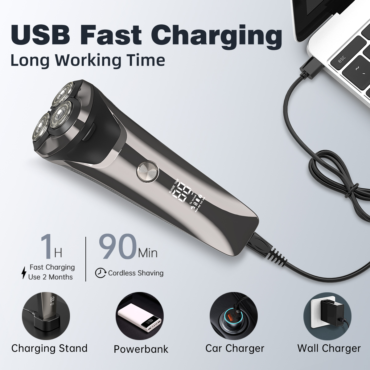 Cshidworld 4D Electric Shaver, IPX7 Waterproof Rotary photo 4