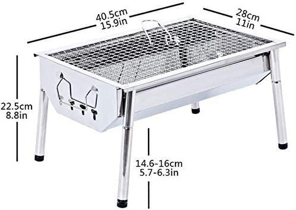 ISUMER Charcoal Grill Barbecue Portable BBQ - Stainless Steel Folding BBQ Kabab Grill Camping Grill Tabletop Grill Hibachi Grill for Shish Kabob Portable Camping Cooking Small Grill - image 2 of 4