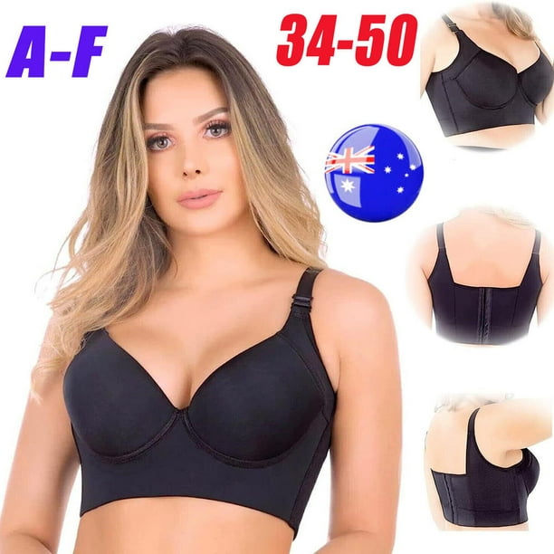 KUIZAP Nakans Back Smoothing Bra, Fashion Deep Cup Bra Hides Back Fat for  Women Push Up(black-A)36/80 