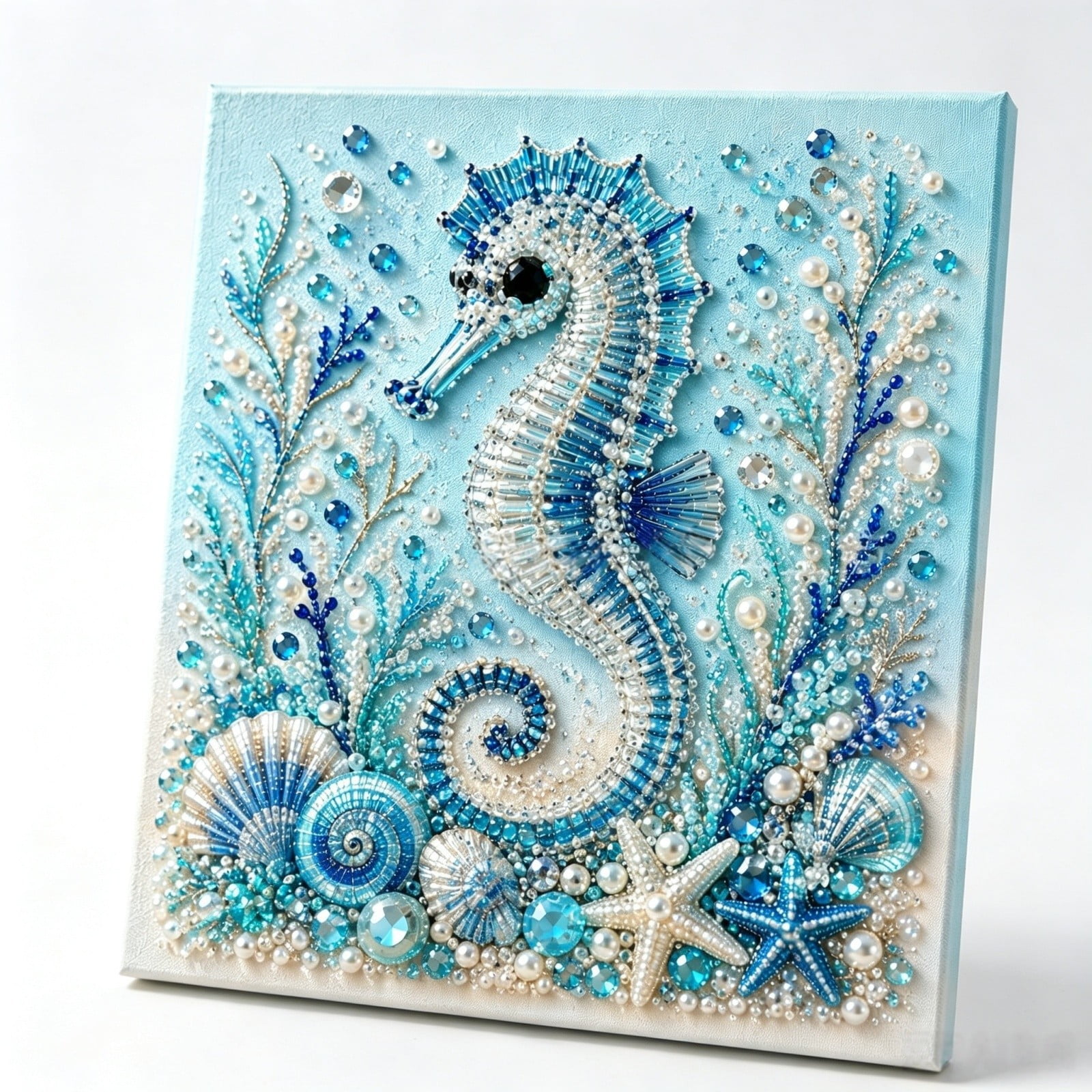 Ocean Animal Pearl Art DIY Kit Marine Animals Beaded Diamond Painting Craft Kits for Beginners & Adults Sea Theme Bead Diamonds Painting for Wall Table Home Decor Gift