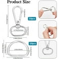thumbnail image 2 of 1 Box 10 Sets Swivel Clasps Snap Hook Alloy Silver Swivel Lobster Claw Clasps with D Rings Hardware Strap Replacement for Purses Crossbody Bags Key, 2 of 9