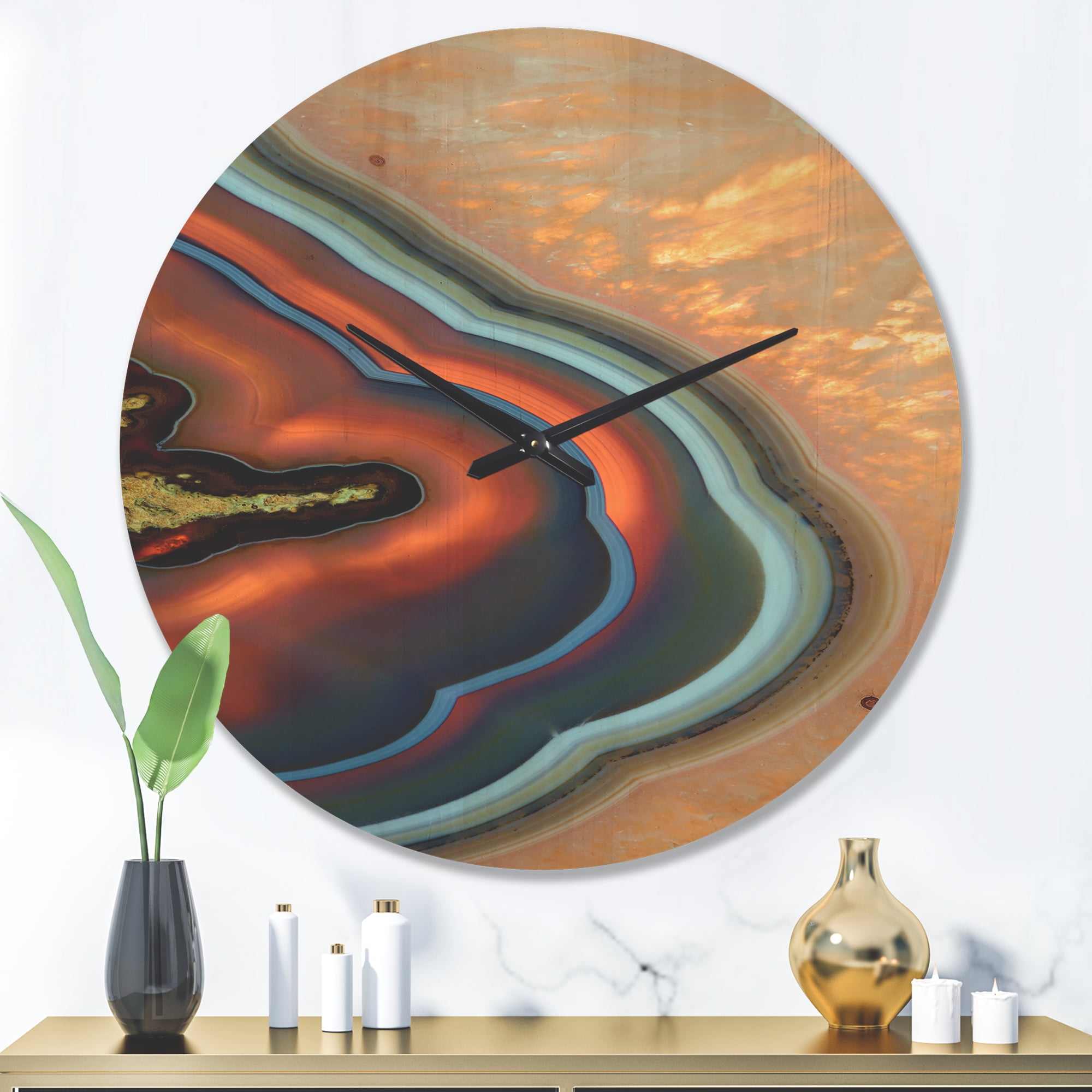 Designart 'Fractal Mineral Texture ' Modern Wood Wall Clock