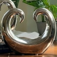 thumbnail image 4 of Eternity Wave Sculpture, Modern Art Sculpture, Silver Titanium Glazed, Ceramic Stoneware, 8.25 inches, 4 of 6