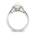 thumbnail image 2 of White Sterling Silver Ring Band Pearl Diamond Round Freshwater, 2 of 3