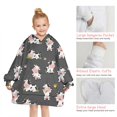 thumbnail image 6 of Dark Gray Cow Emotion Pattern Blanket Hoodies for Kids 6-13YR Oversize Wearable Blanket Hoodies for Boys Girls Teens, 6 of 7