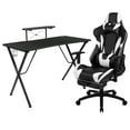thumbnail image 2 of Flash Furniture Black Gaming Desk and Black Footrest Reclining Gaming Chair Set with Cup Holder, Headphone Hook, and Monitor/Smartphone Stand, 2 of 12