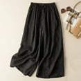 thumbnail image 2 of Delayuji Womens Casual Pants 2025 Casual Spring and Autumn Button Drape Japanese Wide Leg Lazy Cotton and Linen Elastic Loose Trousers for Xxl Black, 2 of 6