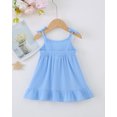 thumbnail image 3 of 3 Months Baby Girls Dress 6 Months Girls Sleeveless Dress Off-the-shoulder Infant Girls Solid Color Summer Halter Dress Blue, 3 of 8