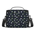 thumbnail image 1 of Dinosaur and Planet Navy Blue Pattern Insulated Lunch Box for Women Men, Medium Leakproof Cooler Bag with Adjustable Strap, 10"x6.7"x8", 1 of 3
