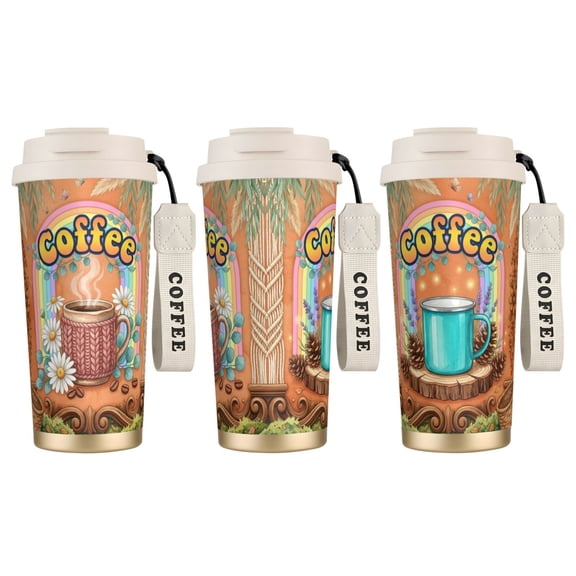 1pc Coffee Tumbler 18oz Halloween Pumpkin Spice Coffee Theme, Leak-proof Seasonal Beverage Mug