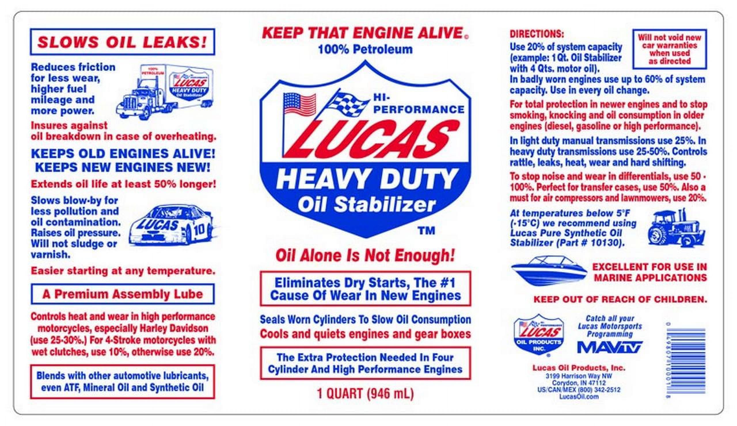 Lucas Oil Heavy Duty Oil Stabilizer 32 Ounce Quart 2 Pounds - image 3 of 6