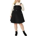 thumbnail image 2 of Vestido corto de tirantes de pana de talla grande Agnes Orinda con bolsillo 1X negro, 2 of 6