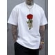 thumbnail image 1 of Camiseta de manga corta con cuello redondo y estampado de rosas para hombre, moderna, cómoda y transpirable, ideal para primavera, verano y vacaciones., 1 of 6