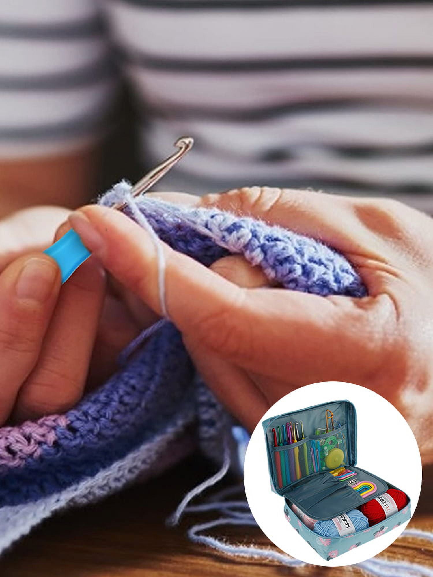 Crochet Hooks Set 59pcs Knitting Needles Sets 1.0-6.0mm Ergonomic Crochet Kits Soft Grip Handle Crochet Tools Yarn Knitting Tool Accessories with