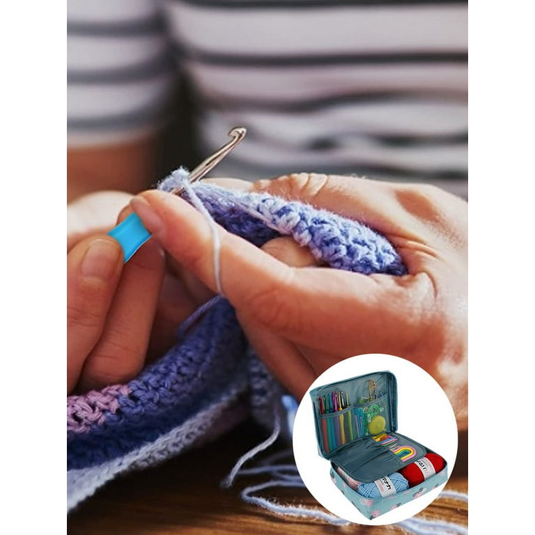 73 Piece Crochet Kit Crochet Hooks Knitting Needles Yarn Balls and Tote Bag  Set