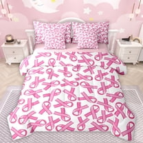 Manfei Kawaii Bow Tie 7-Piece Twin Bedding Sets,Cute Bowknot Ribbon Bedding Comforter Set,Pink White Sheet Sets For Girls Teens,Breathable Home Decor Reversible