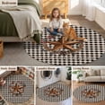 thumbnail image 6 of 4ft Washable Round Rug, Farmhouse Country Non-Slip Circle Area Rug for Living Room Bedroom, Star Bless This Home Black Buffalo Plaid Indoor Floor Mat for Home Decor, 6 of 9