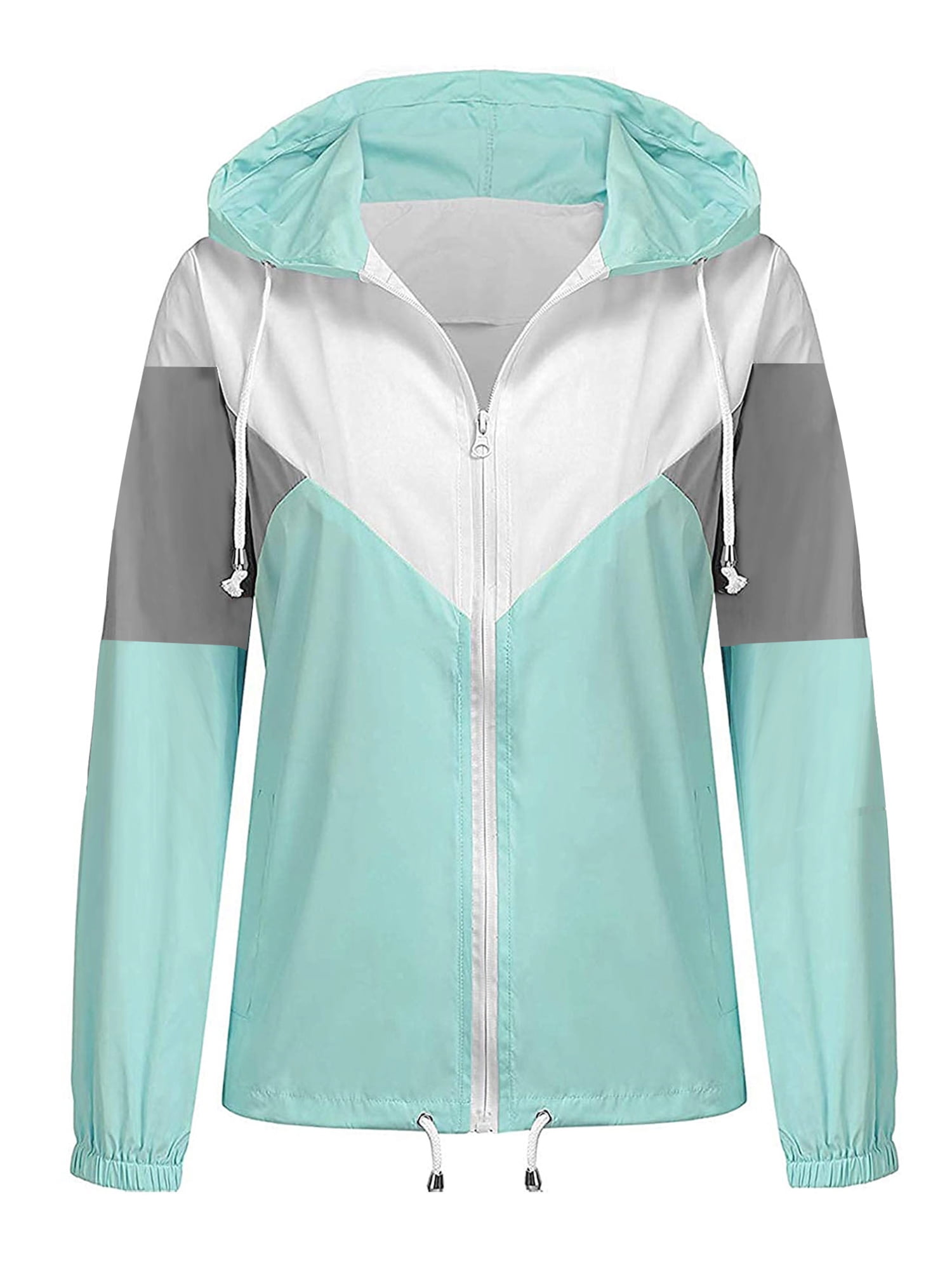 Women's Plus Size Raincoat Rain Jacket Lightweight Waterproof Coat Jacket Windbreaker with Hooded