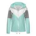 thumbnail image 1 of Femmes Léger à Manches Longues Veste à Capuche Couleur Bloc Imperméable Occasionnel Utilitaire Outwear, 1 of 8