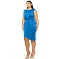 thumbnail image 2 of MOA Collection Women's Plus Size Sleeveless Sheath Dress Knife PleatsTulip Skirt Front Sash Detail, 2 of 6