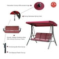 thumbnail image 2 of Kozyard Brenda 3-Seat Patio Swing Chair, Outdoor Porch Swing Glider with Adjustable Canopy, Side Pouches, Breathable Seat and Back, for Garden, Poolside, Backyard (Red), 2 of 5