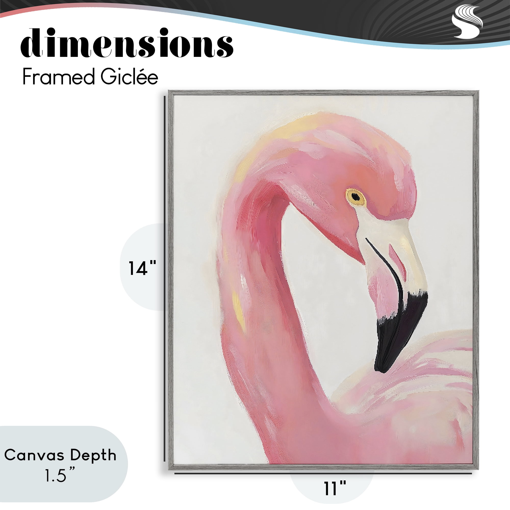 Stupell Industries Serene Pink Flamingo Portrait Gray Framed Giclee Art, design by The Prints Vibe