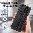 thumbnail image 3 of Jiahe Cover For Samsung Galaxy Z Fold4 7.6 inch Leather Case,Hybrid Shockproof Wrist Strap with S Pen Holder Full Body Protection Case Cover,Black, 3 of 9