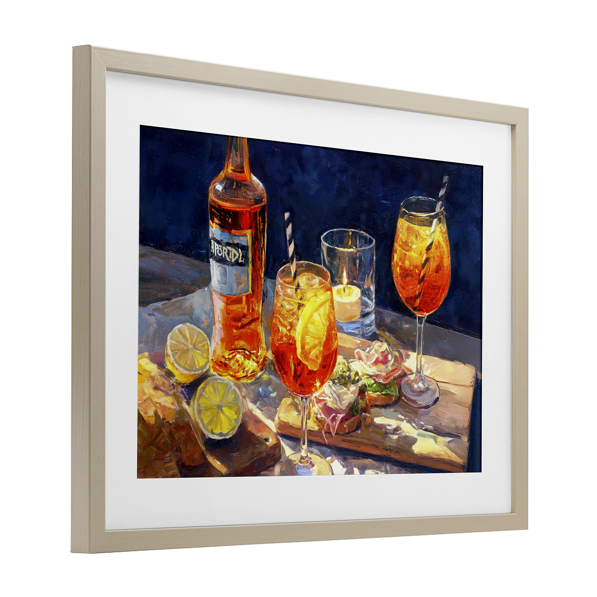 Sprits Table Still Life Birch Framed Print Under Glass, design by Ziwei Li