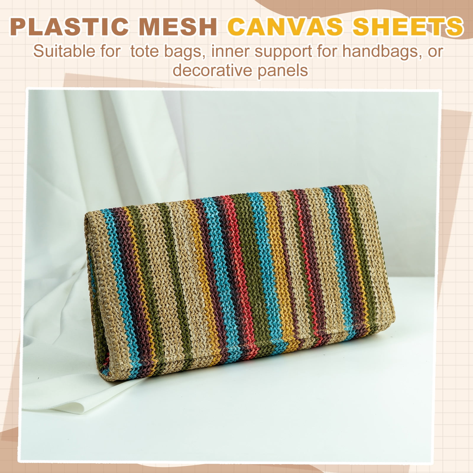 Uxcell 4 Pack Plastic Mesh Canvas Sheet, 16.7 x 15.4 Inch Plastic Mesh Sheet for Crochet  Purse Making, Blank Canvas for Embroidery, Crafting,  DIY Project, White