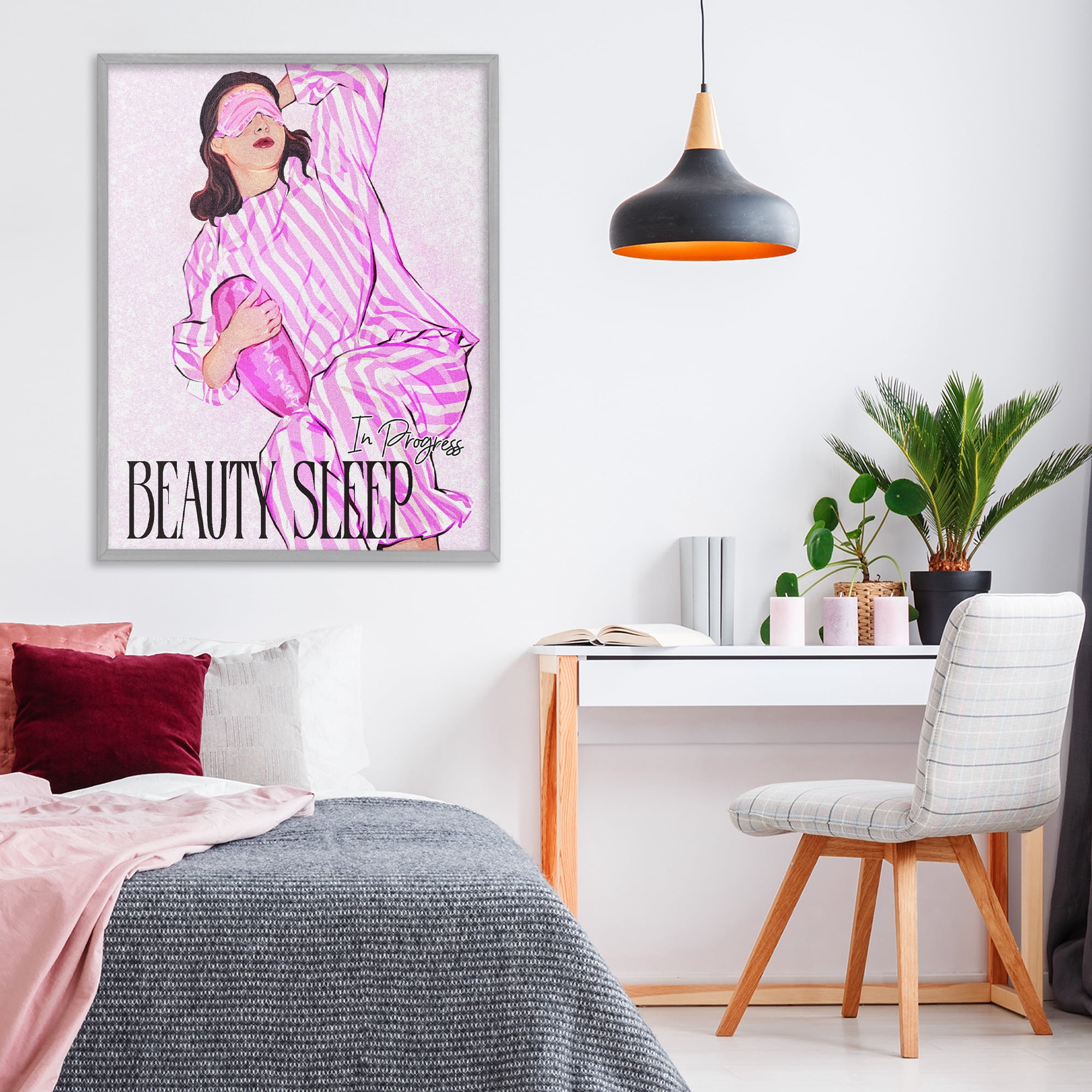 Stupell Industries Beauty Sleep In Progress Gray Framed Giclee Art, design by Ziwei Li