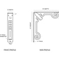 thumbnail image 2 of Ekena Millwork 2"W x 10"D x 12"H Fleur De Lis Wrought Iron Bracket, (Triple center brace), Antiqued Warm Silver, 2 of 8