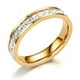 thumbnail image 1 of Anillo de lujo ligero con diamantes para mujer, anillo de acero de titanio y circonita sin color de 18 quilates, 1 of 5