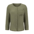 thumbnail image 5 of Idoravan Womens Sets 2 Piece Outfits Women's Summer Two Piece Neck Long Sleeve Button up Shirts with Pocket High Waist Drawstring Large Shorts Casual Set, 5 of 5