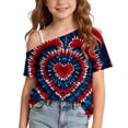 thumbnail image 2 of SGFCWSX Girls T Shirts One Shoulder Short Sleeve American Flag Print Casual Loose Fit Fashion Tops for Kids Multicolor Size 7, 2 of 9