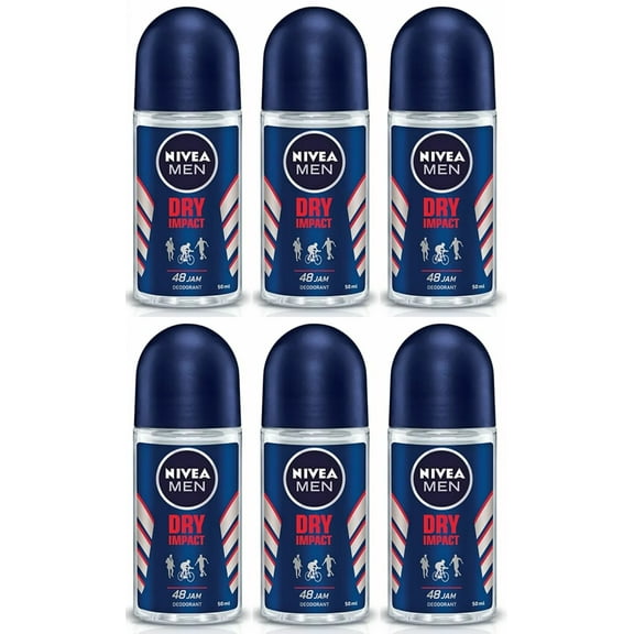 Nivea Men Dry Impact 48H Antiperspirant Deodorant Roll-on 50ml 6 Pack