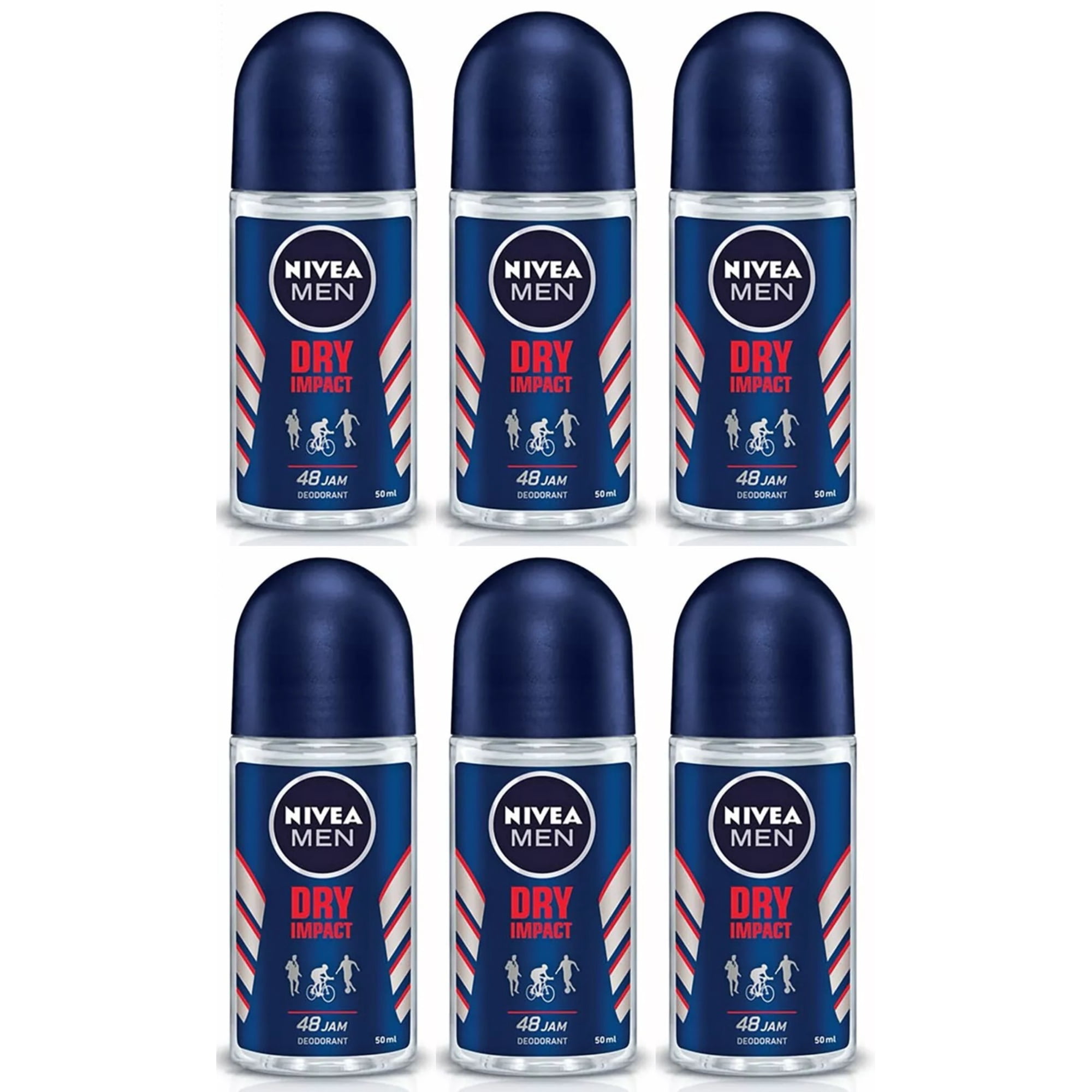 Nivea Men Dry Impact 48H Antiperspirant Deodorant Roll-on 50ml 6 Pack