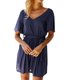 thumbnail image 1 of Gibobby pantalones deportivos Mono corto de pierna ancha con cuello en V y cintura de manga corta para mujer con cinturón(Azul marino， M), 1 of 5