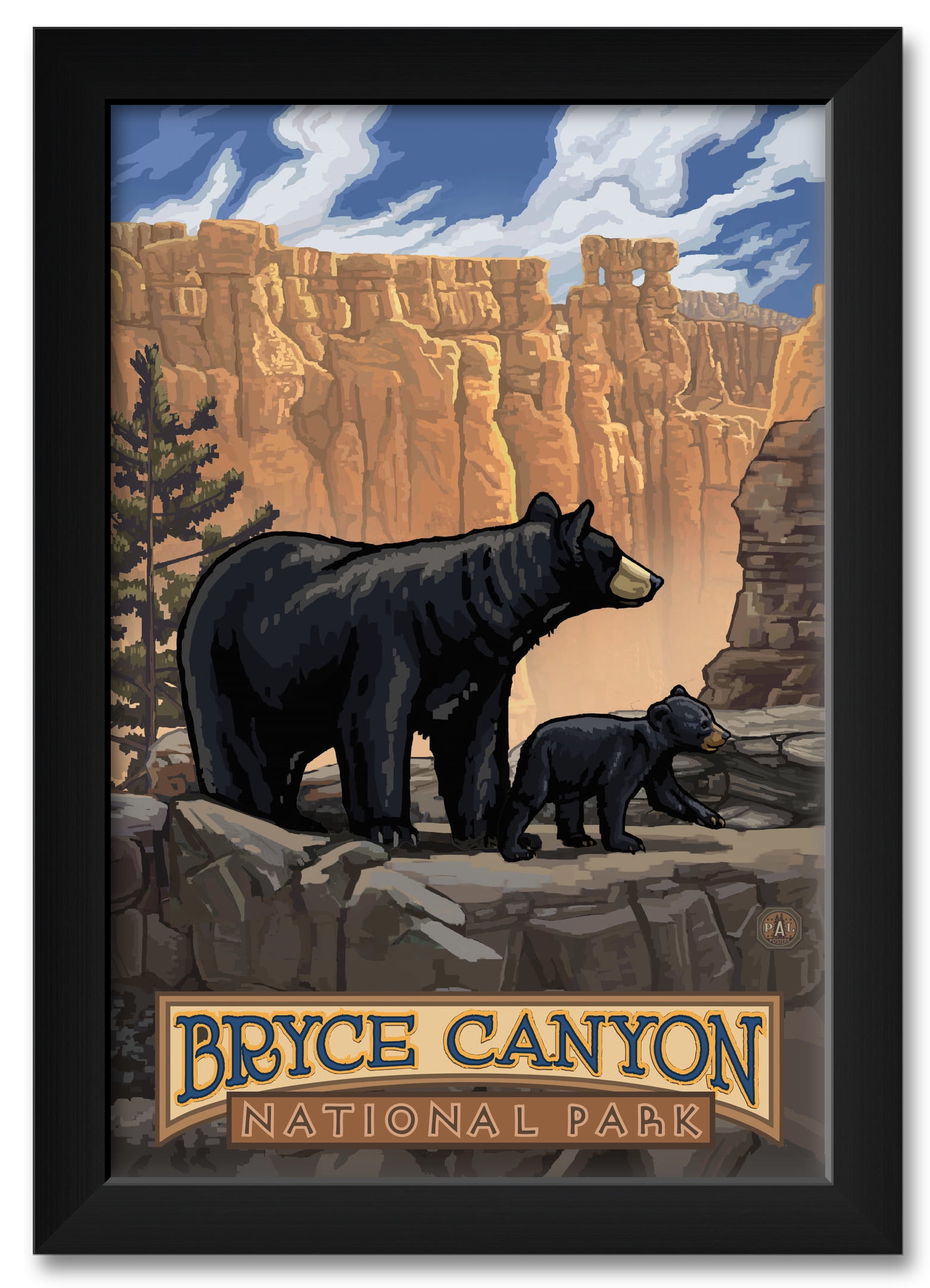 Bryce Canyon Black Bears Framed Art Print by Paul A. Lanquist. Print Size:  12