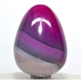 thumbnail image 3 of 2.1" 120g Dyed Pink Purple Silver Banded Agate Egg Polished Chalcedony Gemstone Crystal Mineral Specimen - India + Stand, 3 of 4