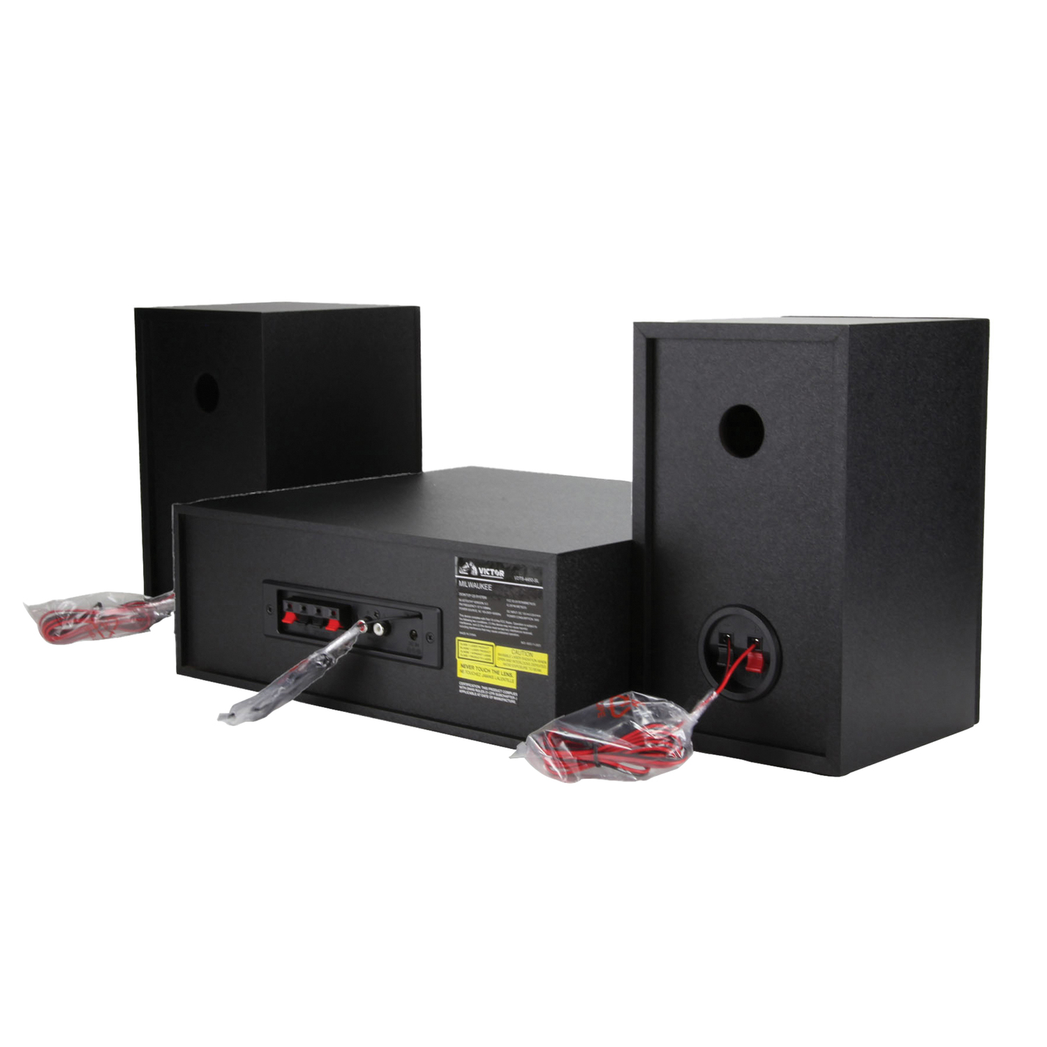 Victor Milwaukee Desktop Home Stereo System with CD Player, FM Radio, Detached Speakers, and Bluetooth