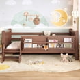 thumbnail image 4 of Bellemave Twin Size Daybed with Guardrails and Stairs, Wood Floor Bed Frame with Bookcase, Montessori Bed with Fence for Room, No Box Spring Needed,Natural, 4 of 8