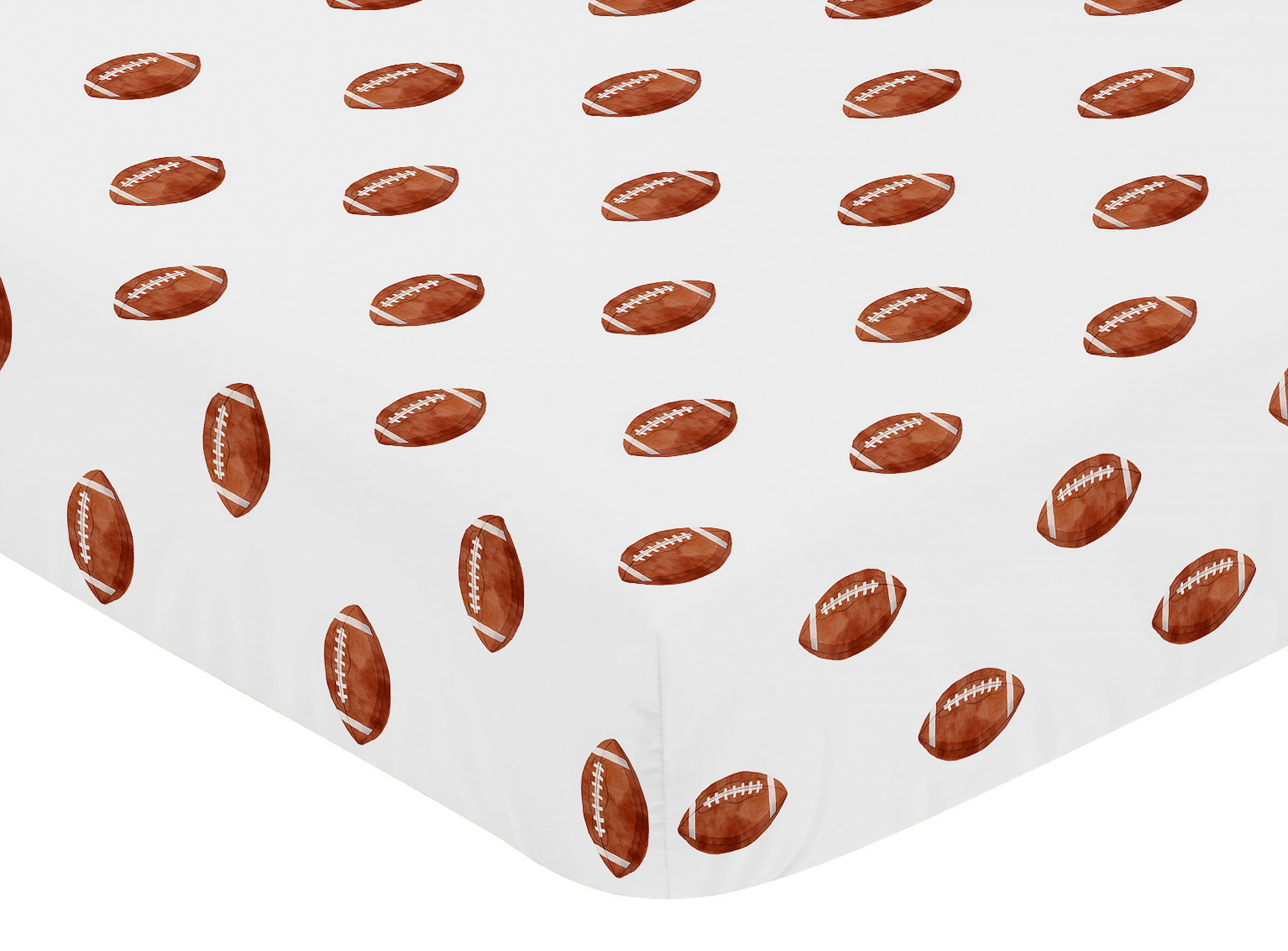 Sweet Jojo Designs Watercolor Sports Theme Brown and White Fitted Crib Sheet